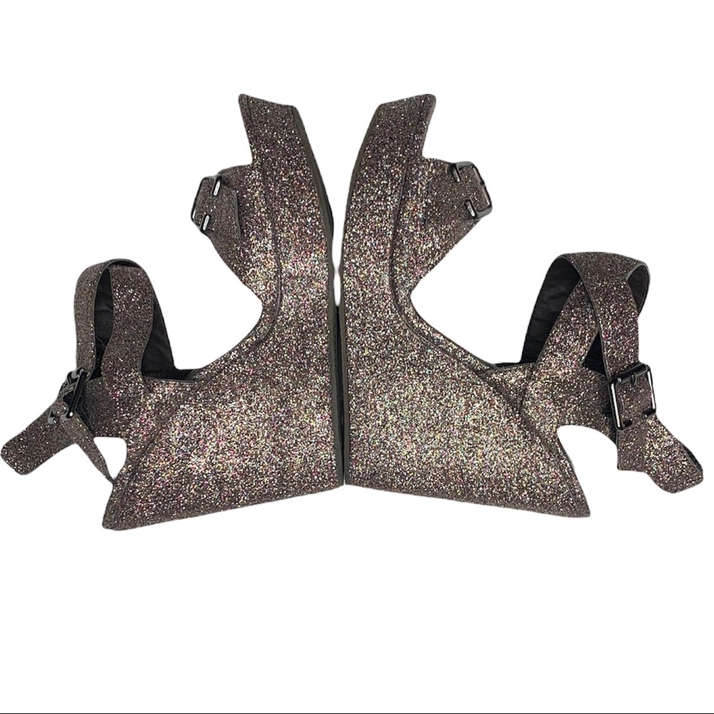 Buckle Not Rated glitter platform wedges, 7